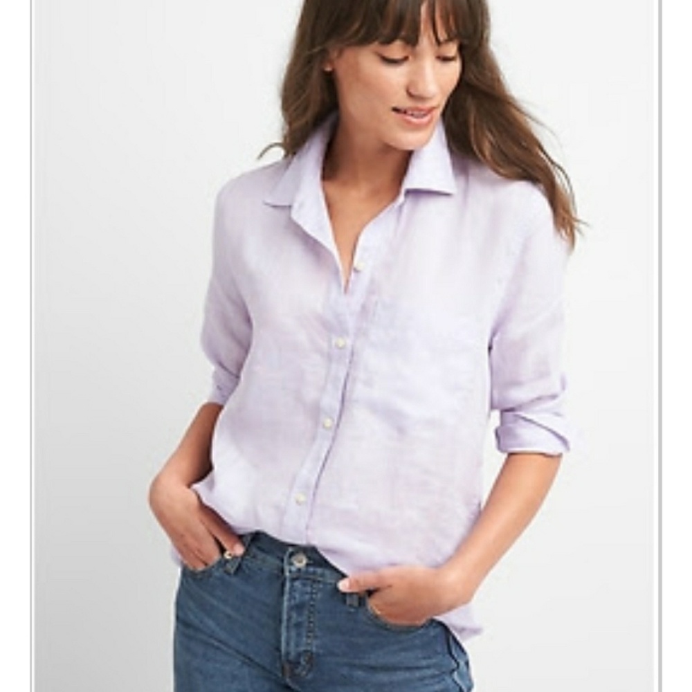 GAP Boyfriend Fit Button Down 100% Linen